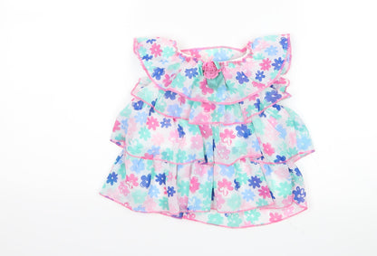 Nanette Lepore Girls White Floral  Basic T-Shirt Size 3 Years