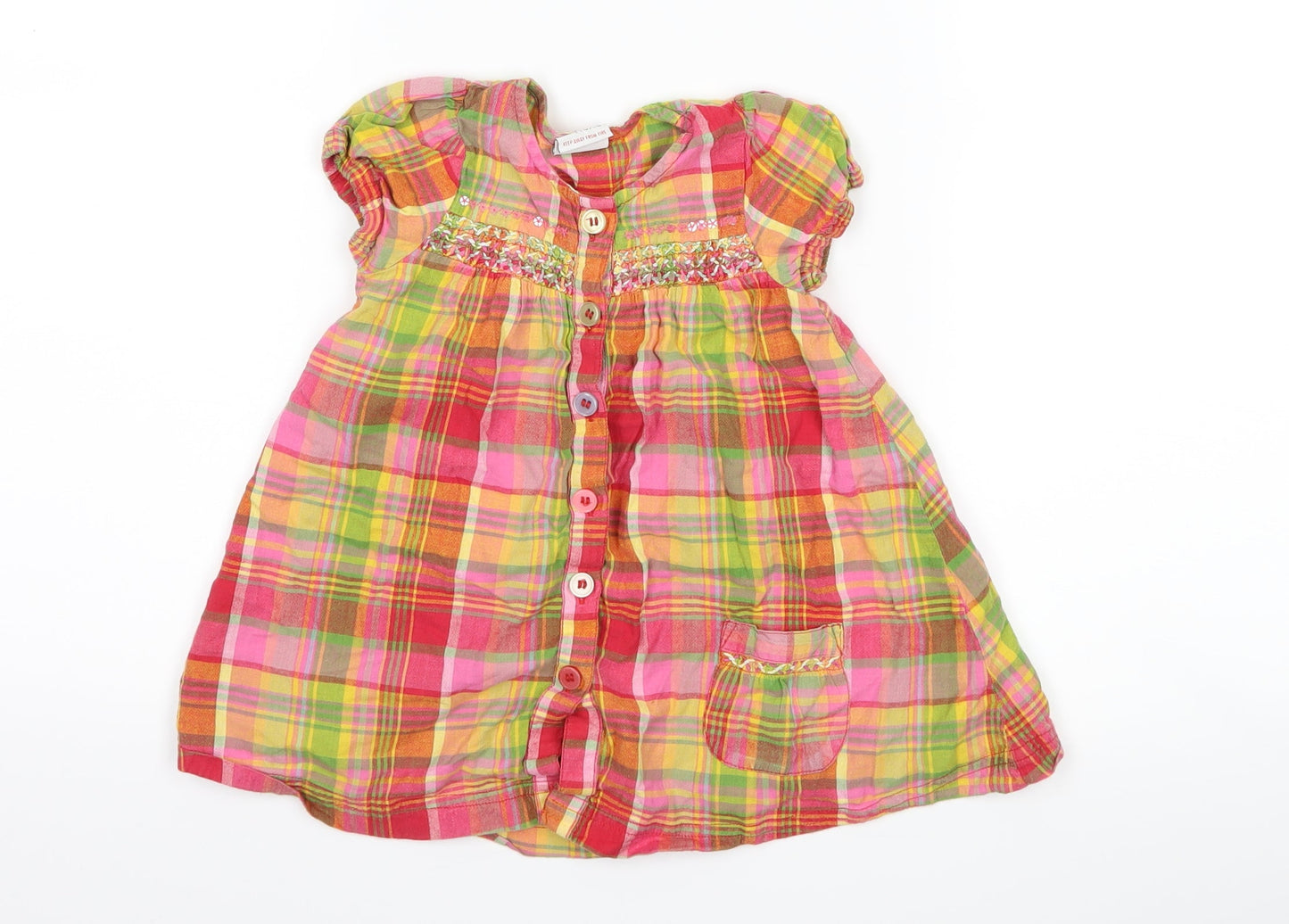 NEXT Girls Pink Check  Shirt Dress  Size 6-9 Months