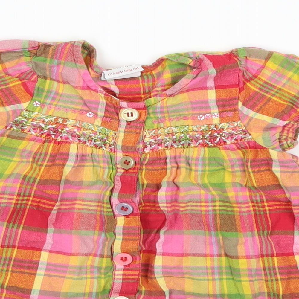 NEXT Girls Pink Check  Shirt Dress  Size 6-9 Months