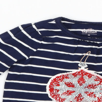 Topolino Girls Blue Spotted  Basic T-Shirt Size 3 Years  - Christmas Bauble