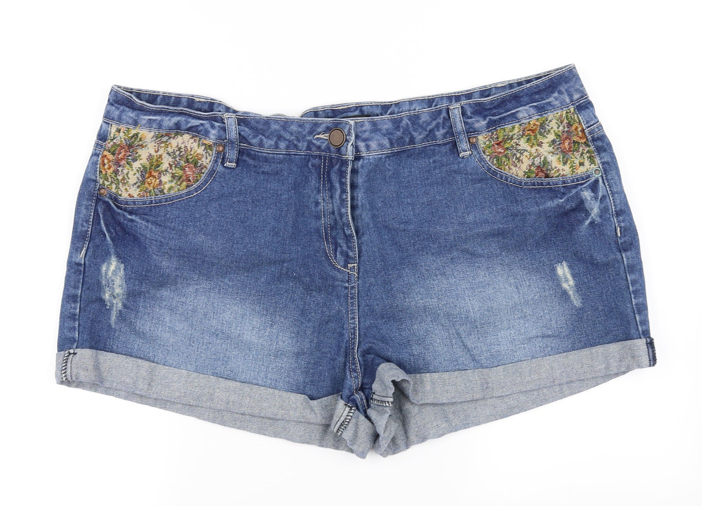 George Womens Blue   Hot Pants Shorts Size 20 - tapestry
