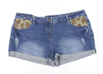 George Womens Blue   Hot Pants Shorts Size 20 - tapestry