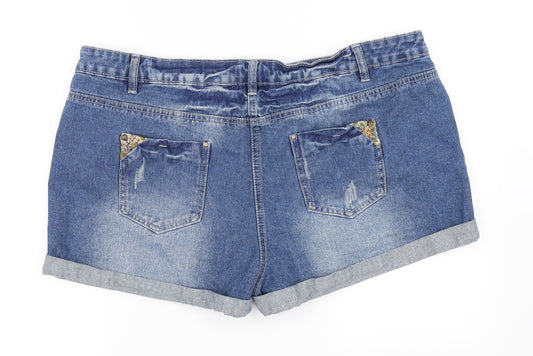 George Womens Blue   Hot Pants Shorts Size 20 - tapestry