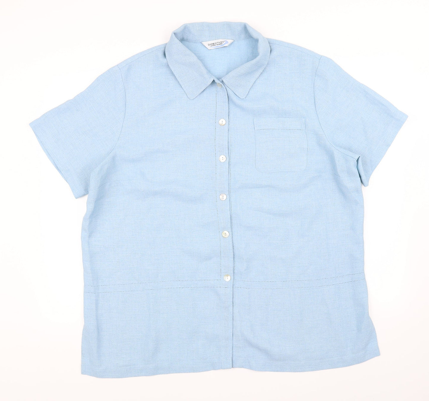 Direction Womens Blue Houndstooth  Basic Button-Up Size 22