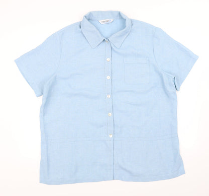 Direction Womens Blue Houndstooth  Basic Button-Up Size 22