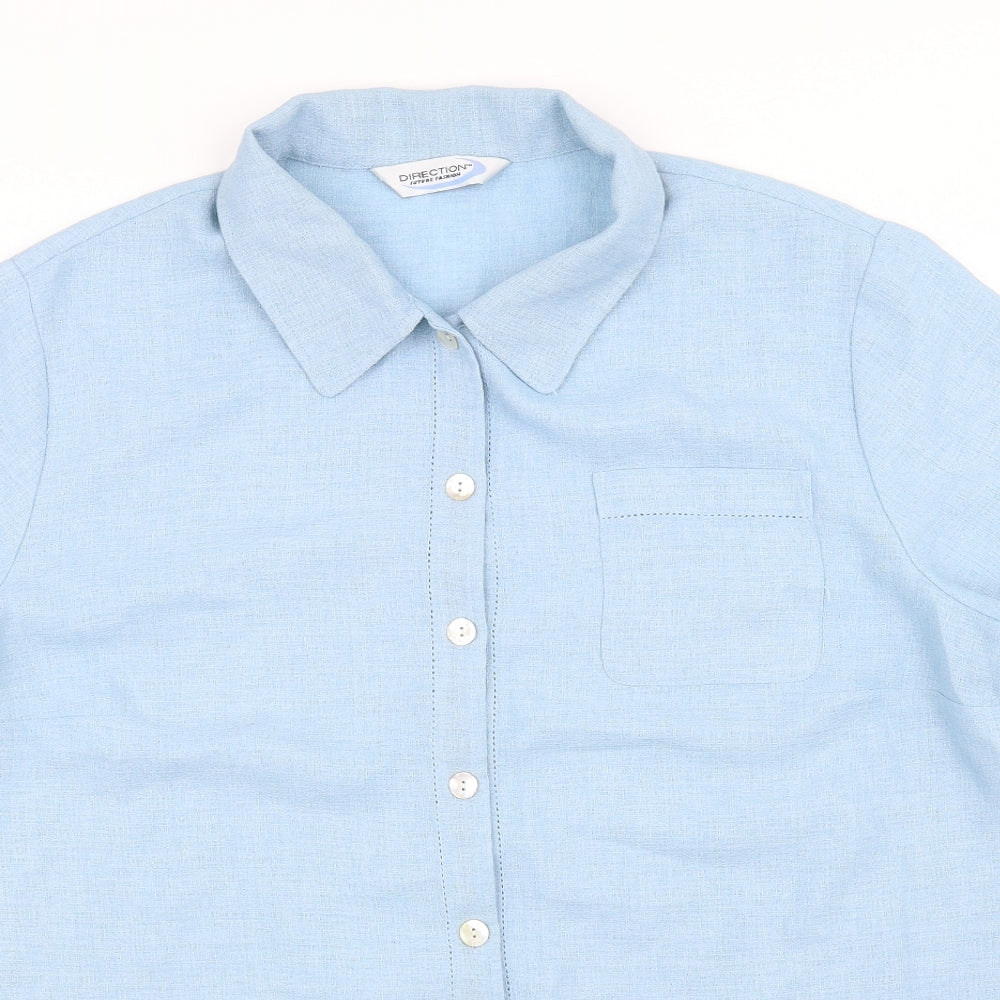 Direction Womens Blue Houndstooth  Basic Button-Up Size 22