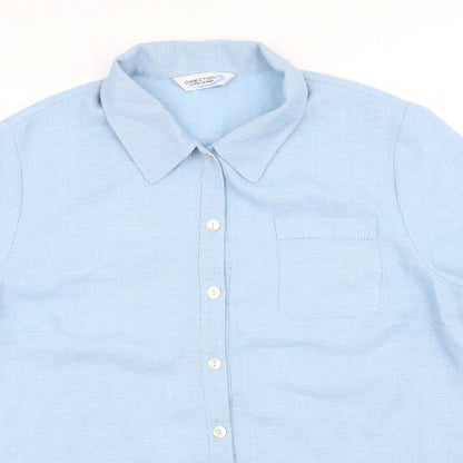 Direction Womens Blue Houndstooth  Basic Button-Up Size 22