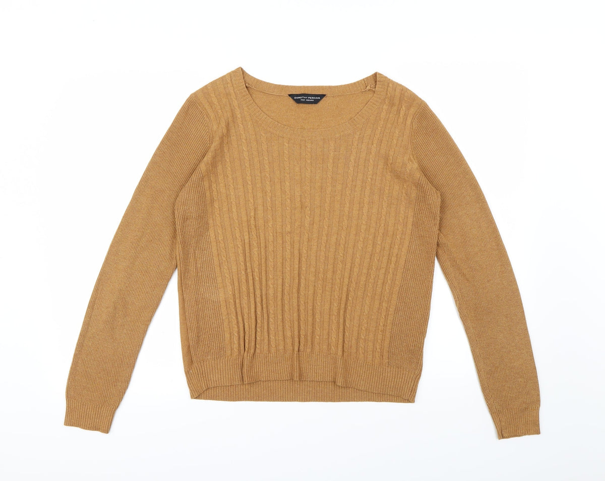 Front view of Dorothy Perkins women’s beige pullover sweatshirt, size UK 14
