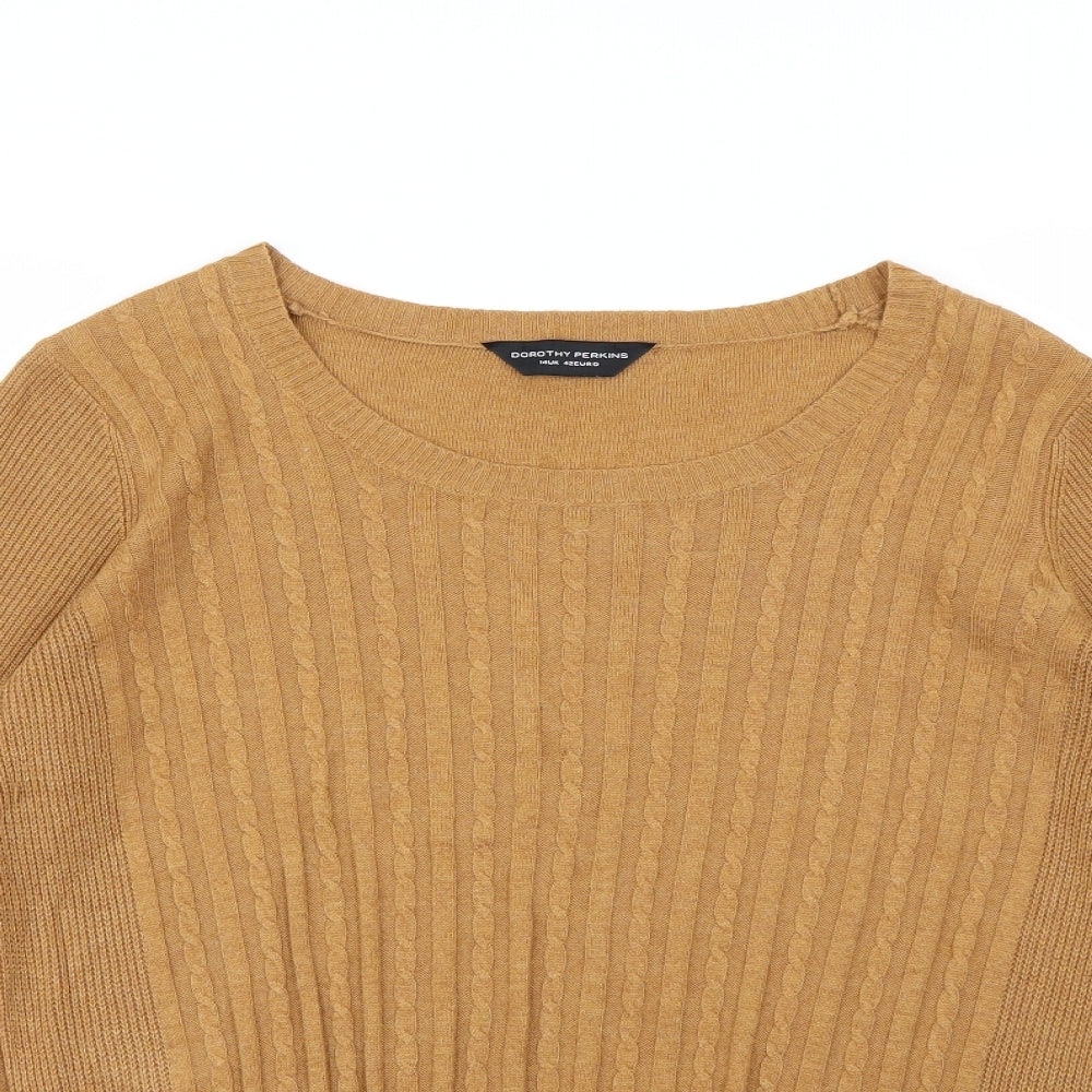 Close-up detail of Dorothy Perkins women’s beige pullover sweatshirt, size UK 14
