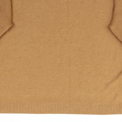 Brand and care label for Dorothy Perkins women’s beige pullover sweatshirt, size UK 14