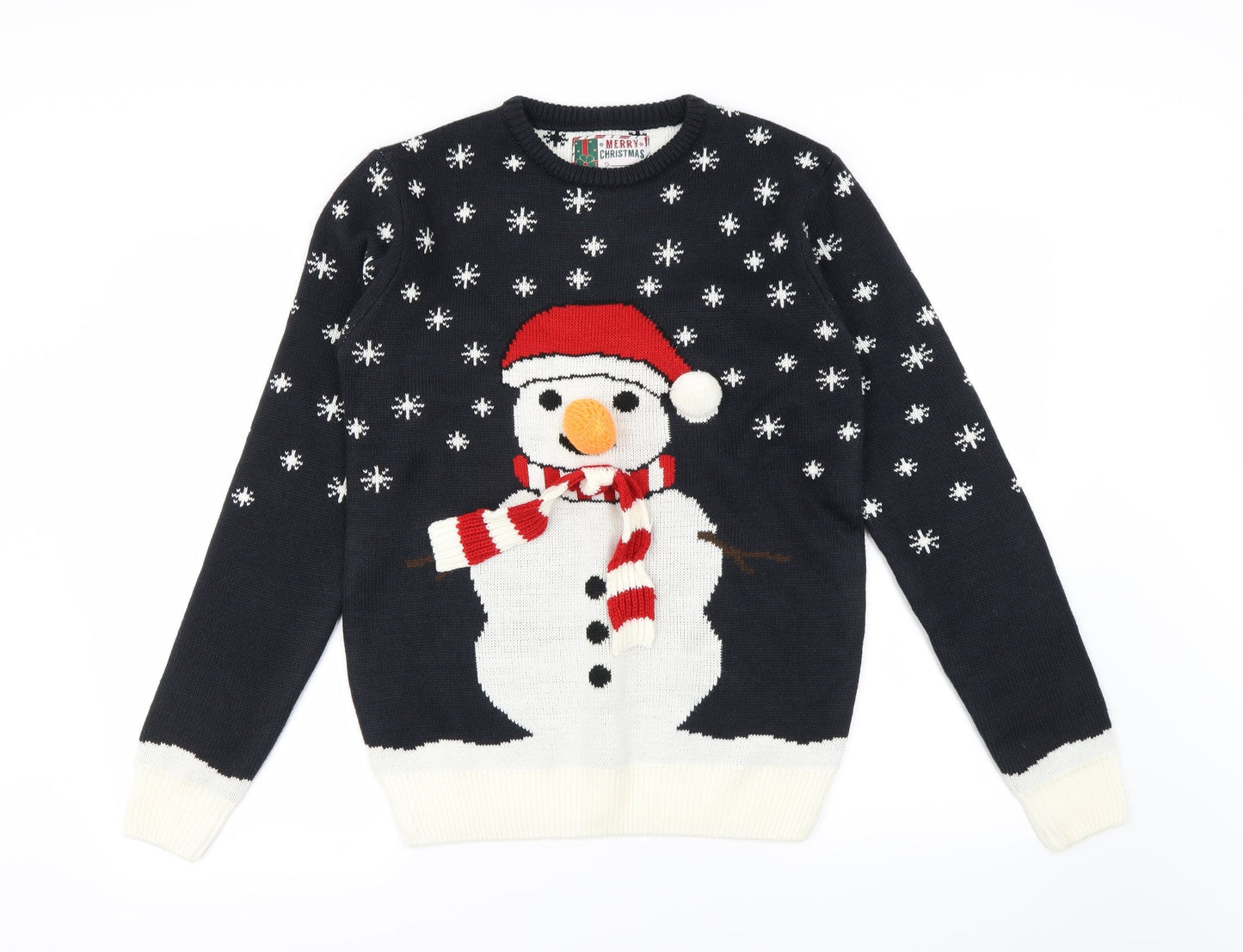 Preworn Mens Black Houndstooth  Pullover Jumper Size S