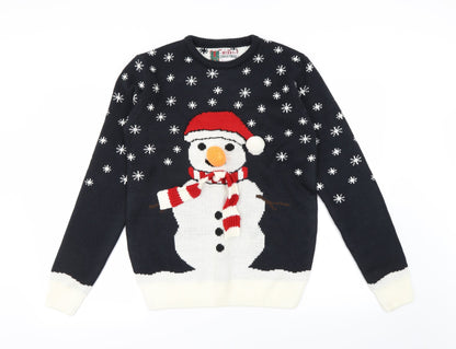 Preworn Mens Black Houndstooth  Pullover Jumper Size S