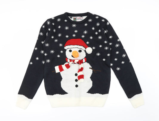 Preworn Mens Black Houndstooth  Pullover Jumper Size S