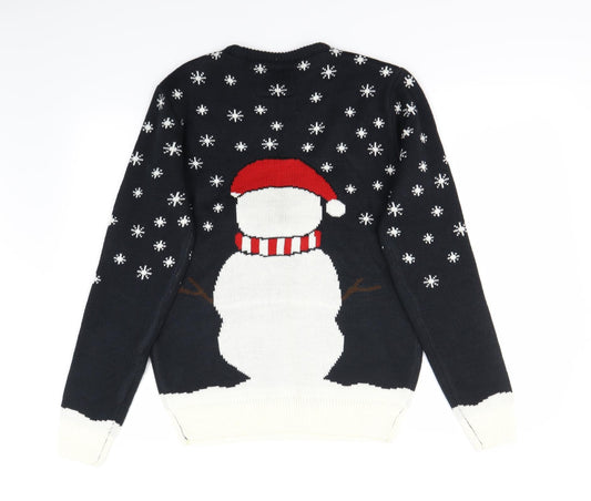 Preworn Mens Black Houndstooth  Pullover Jumper Size S