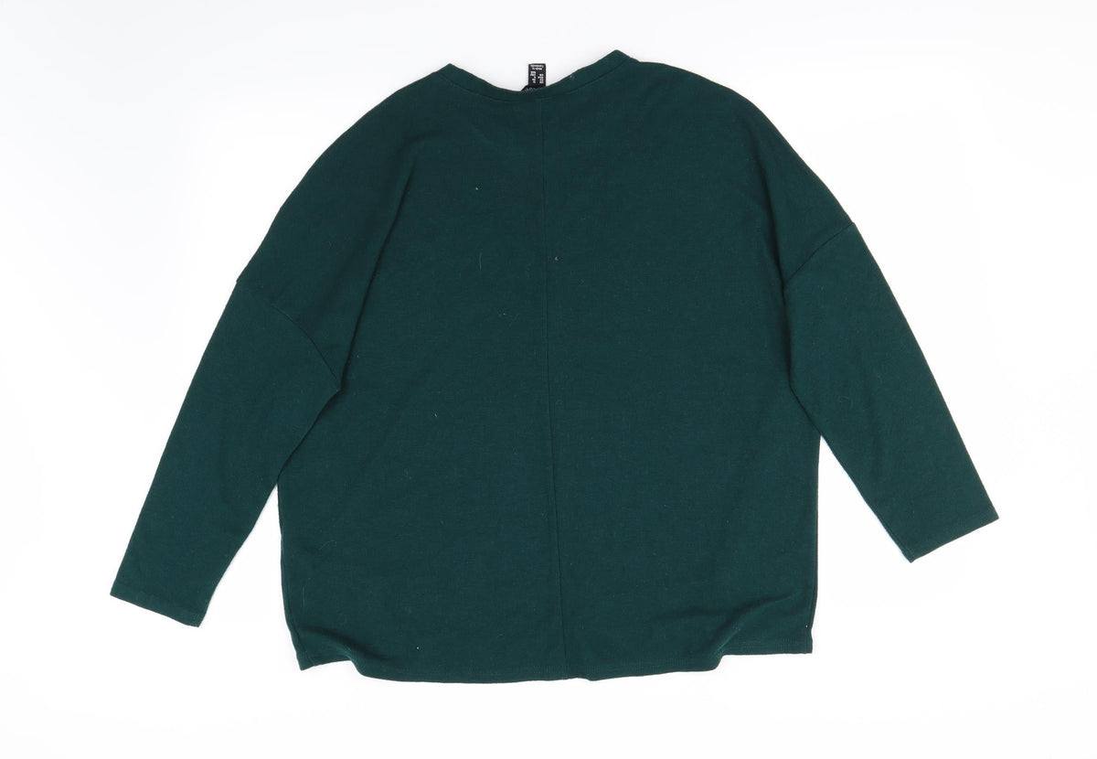 Back view of new look women’s green jumper, size UK 12