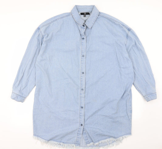 Missguided Womens Blue   Basic Button-Up Size 12