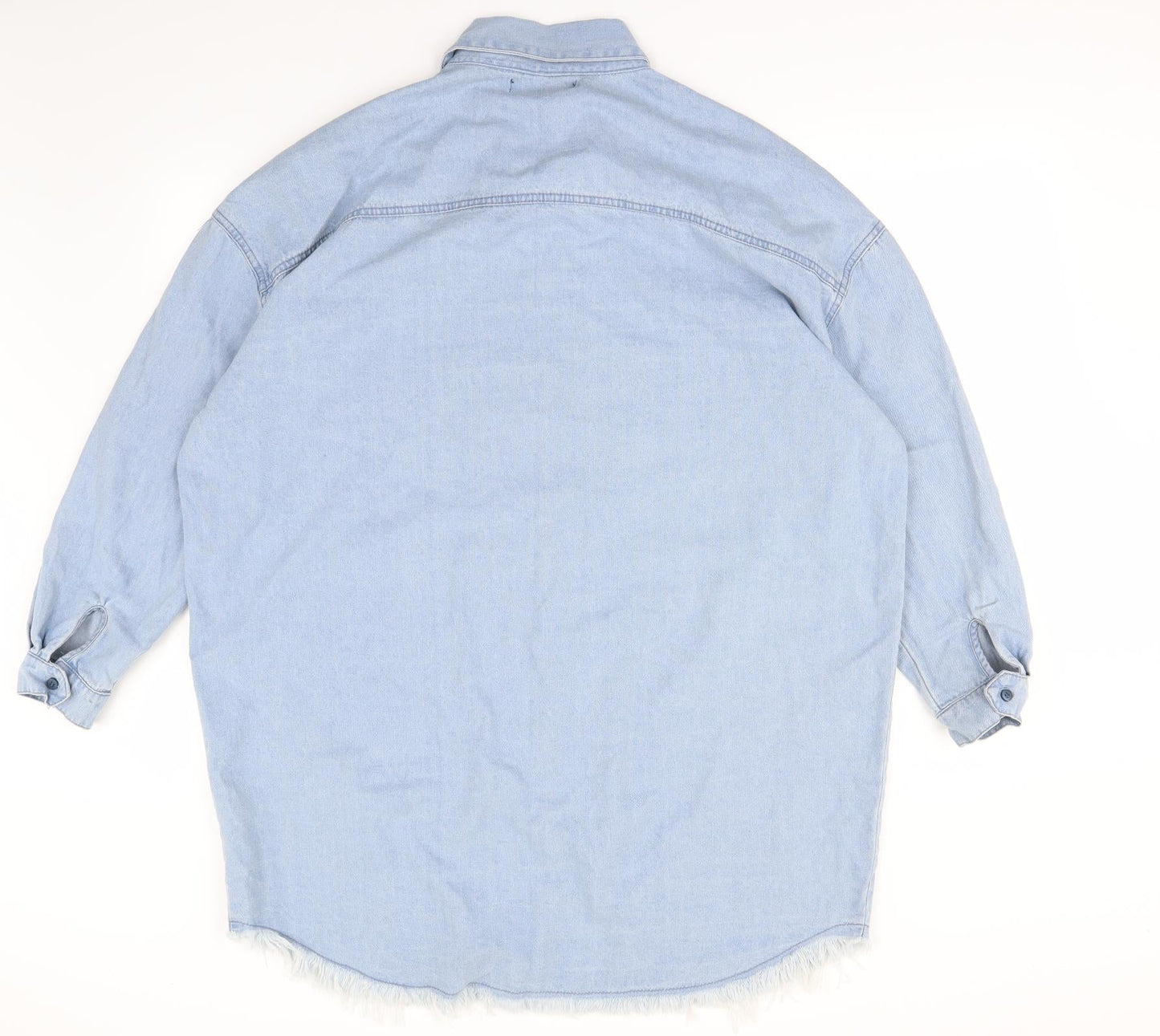 Womens UK Size 12 Missguided Blue Basic Button-Up