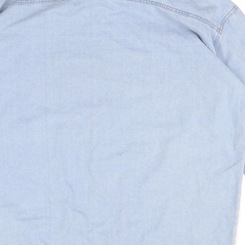 Womens UK Size 12 Missguided Blue Basic Button-Up