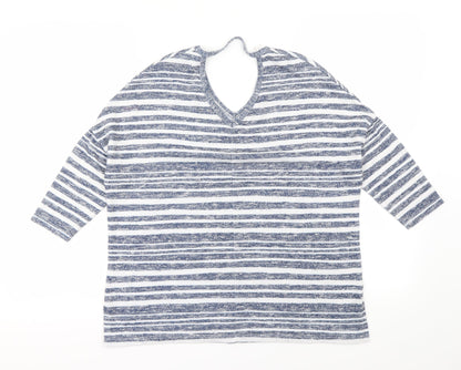 TU Womens Blue Striped  Pullover Sweatshirt Size 8