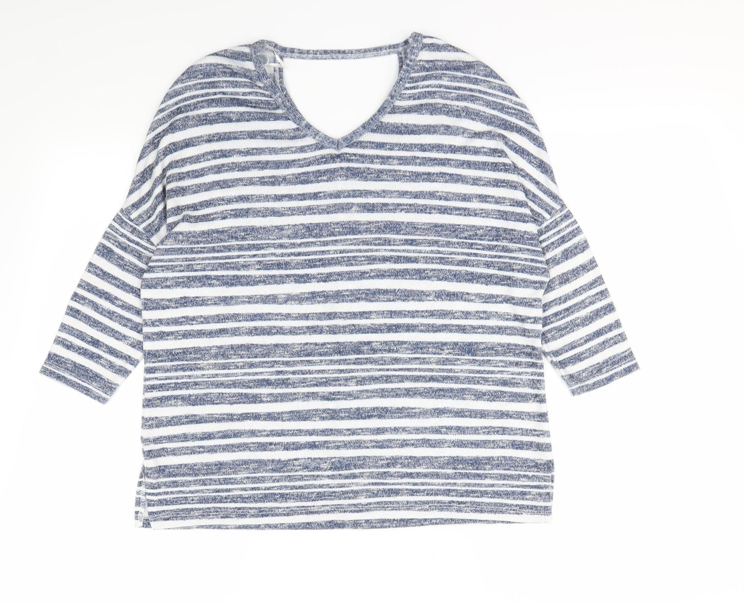 TU Womens Blue Striped  Pullover Sweatshirt Size 8