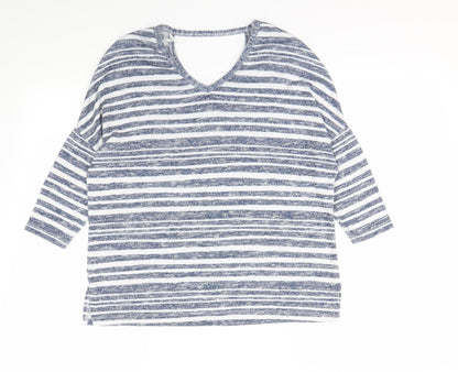 TU Womens Blue Striped  Pullover Sweatshirt Size 8