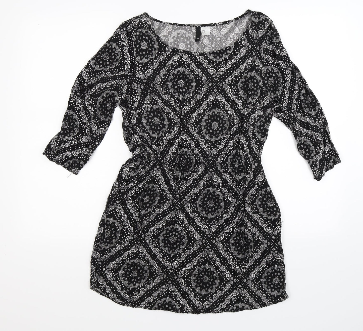 Divided Womens Black Paisley  Shirt Dress  Size 10