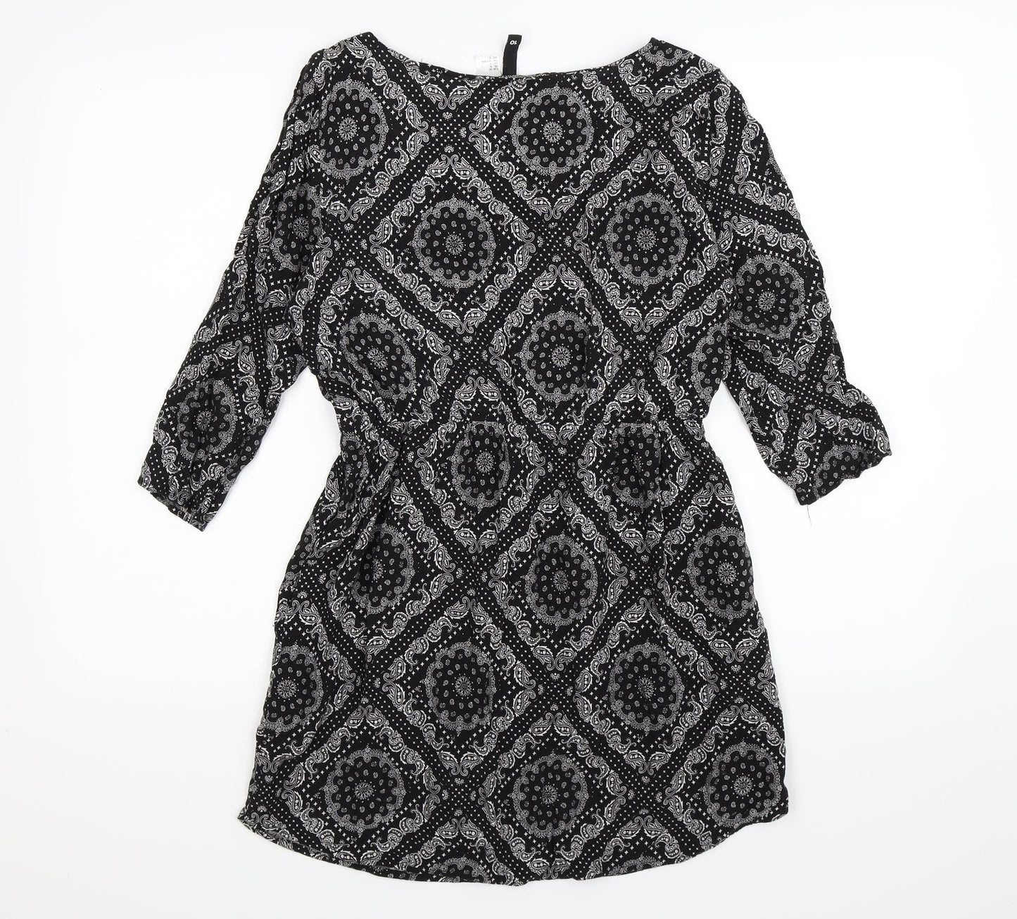 Divided Womens Black Paisley  Shirt Dress  Size 10