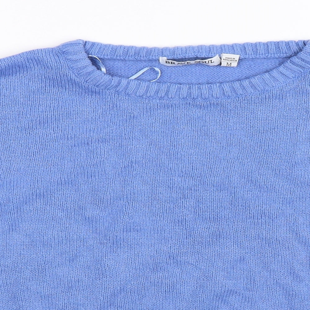 Brave Soul Womens Blue  Knit Pullover Jumper Size M