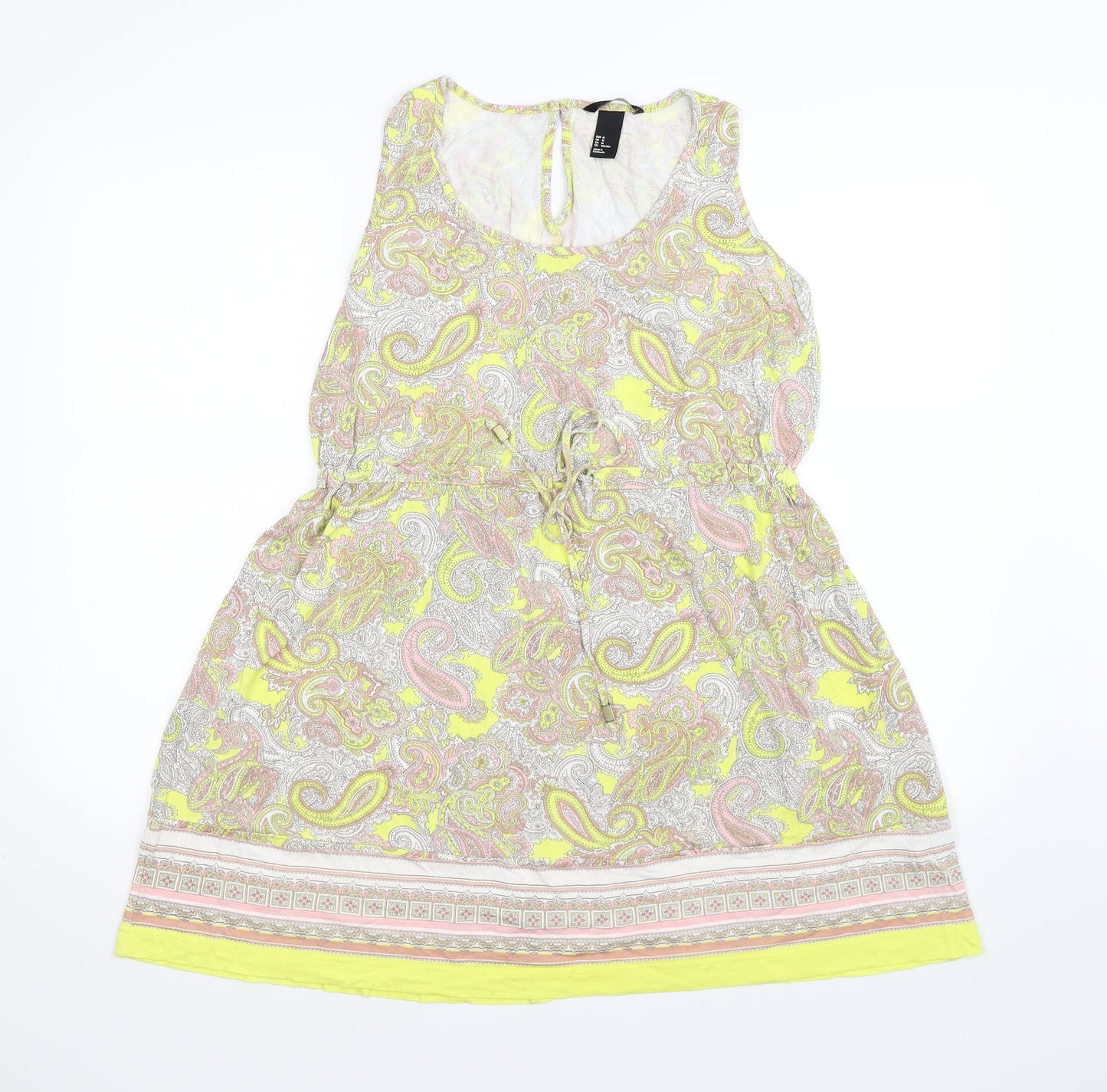 H&M Womens Yellow Paisley  Tank Dress  Size M