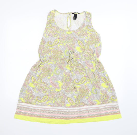 H&M Womens Yellow Paisley  Tank Dress  Size M
