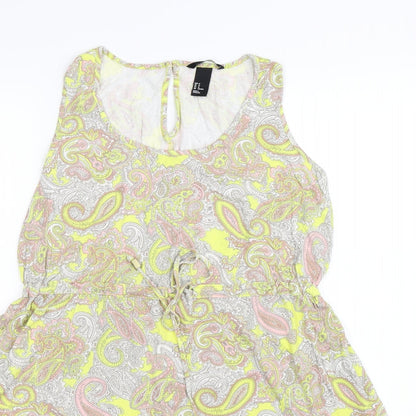 H&M Womens Yellow Paisley  Tank Dress  Size M