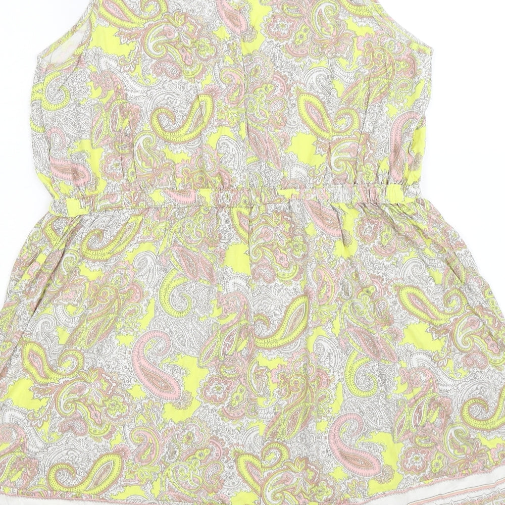 H&M Womens Yellow Paisley  Tank Dress  Size M
