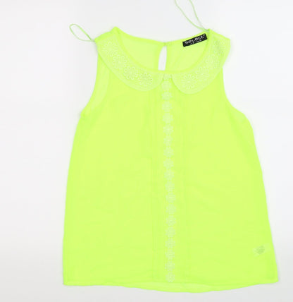 Select Womens Yellow Floral Chiffon Tunic Tank Size 6  - neon