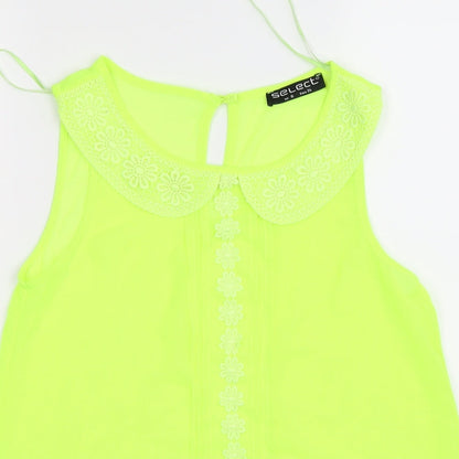 Select Womens Yellow Floral Chiffon Tunic Tank Size 6  - neon