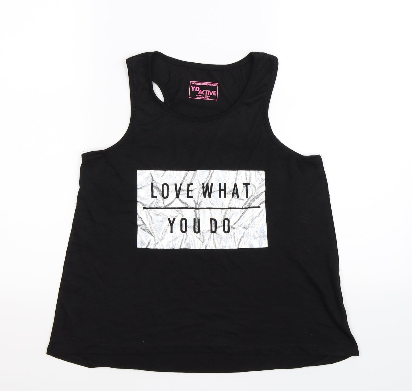 Young Dimension Girls Black   Basic Tank Size 12-13 Years  - love what you do