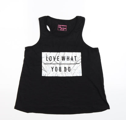 Young Dimension Girls Black   Basic Tank Size 12-13 Years  - love what you do