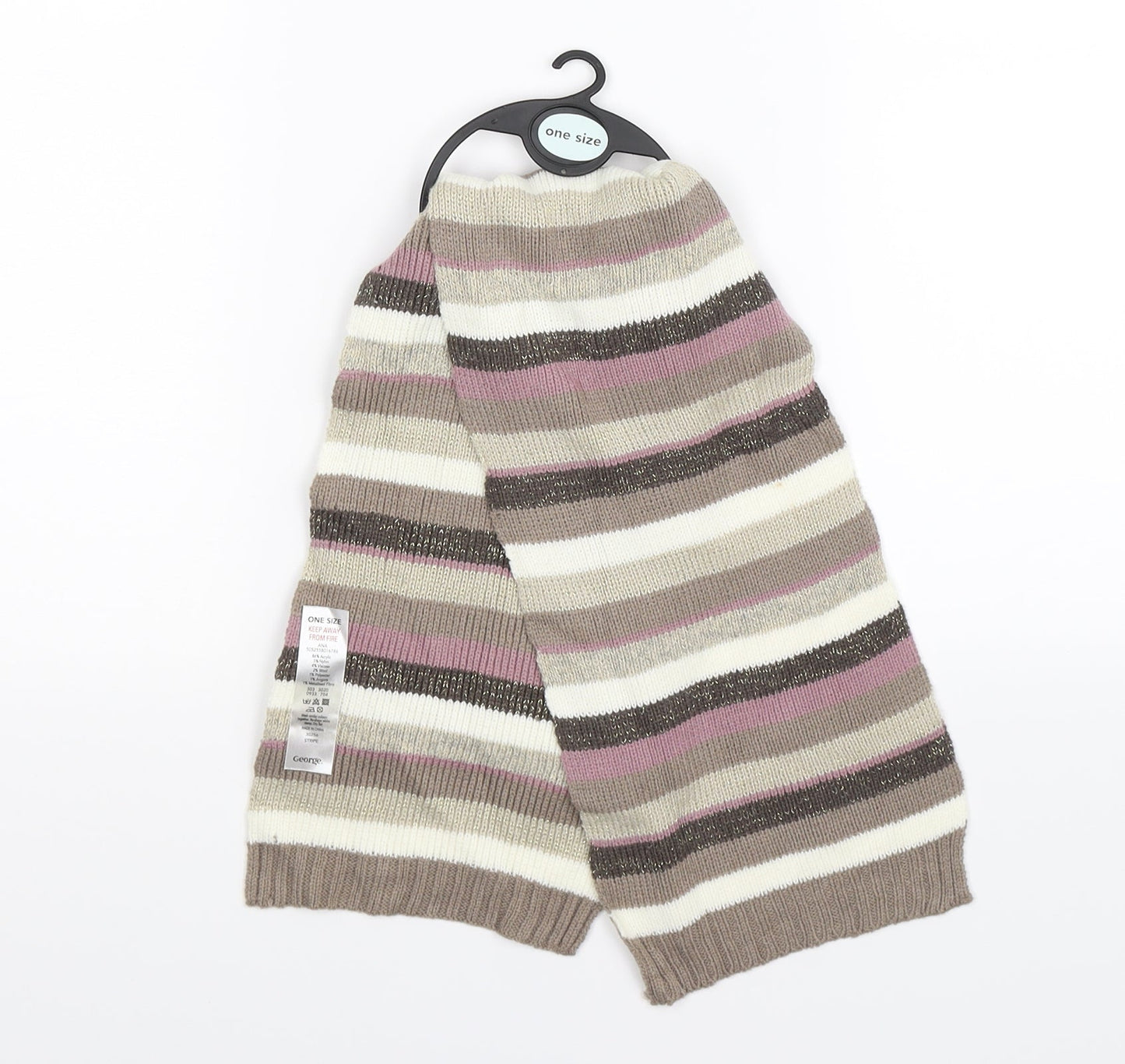 gergeo Girls Brown Striped Knit Scarf Scarves & Wraps One Size