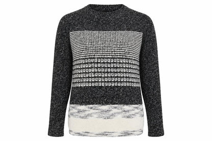 Front view of Papaya women’s grey striped knit jumper, size S