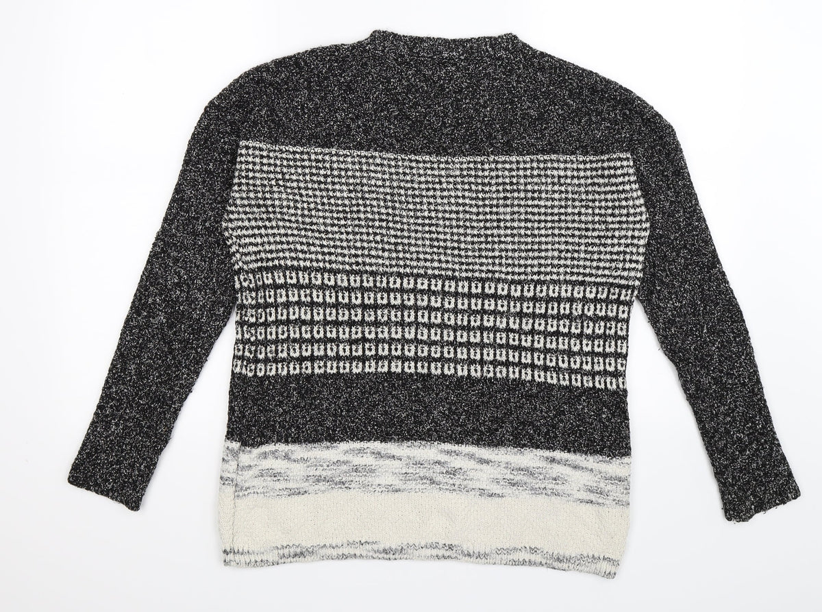 Back view of Papaya women’s grey striped knit jumper, size S