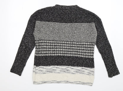 Back view of Papaya women’s grey striped knit jumper, size S