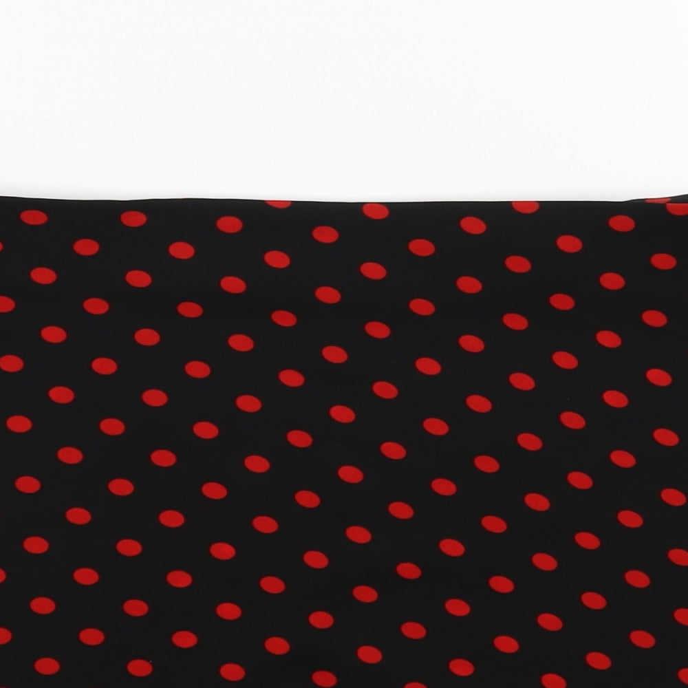 SheIn Womens Black Polka Dot Satin A-Line Skirt Size L