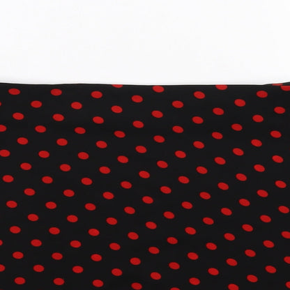 SheIn Womens Black Polka Dot Satin A-Line Skirt Size L