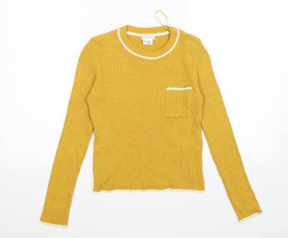 Cooperative Womens Yellow Striped Knit Pullover Jumper Size XS