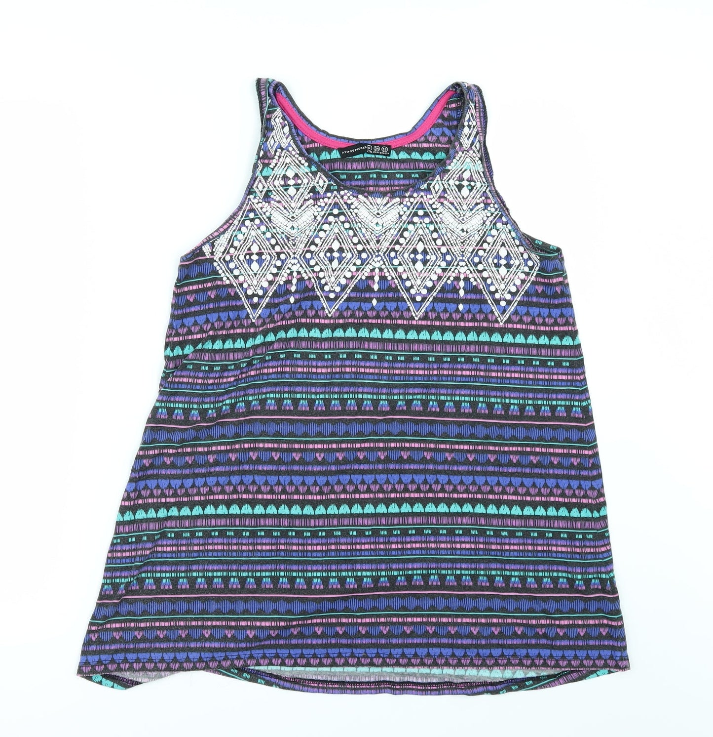 Primark Womens Multicoloured Geometric  Basic T-Shirt Size 6