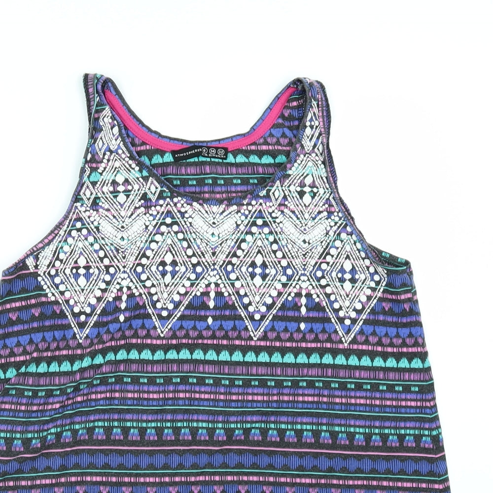 Primark Womens Multicoloured Geometric  Basic T-Shirt Size 6