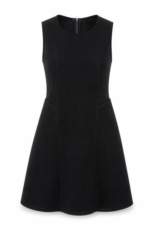 Front view of Sophyline & Co women’s black shirt dress, size S, - sheer
