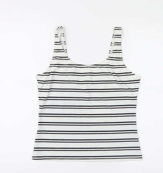 E-vie Womens White Striped  Basic Tank Size 16