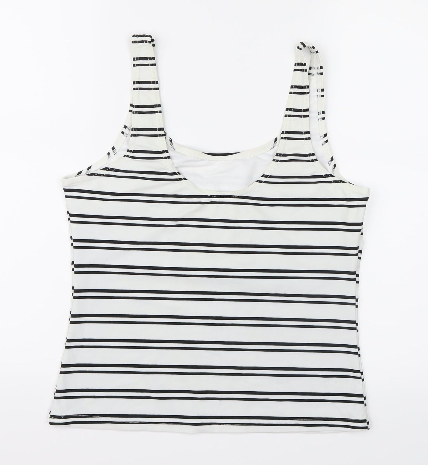 E-vie Womens White Striped  Basic Tank Size 16