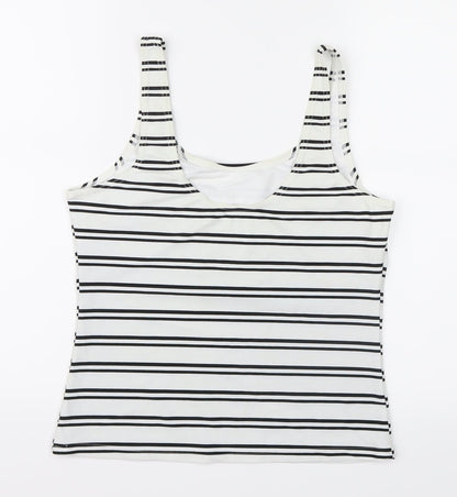 E-vie Womens White Striped  Basic Tank Size 16