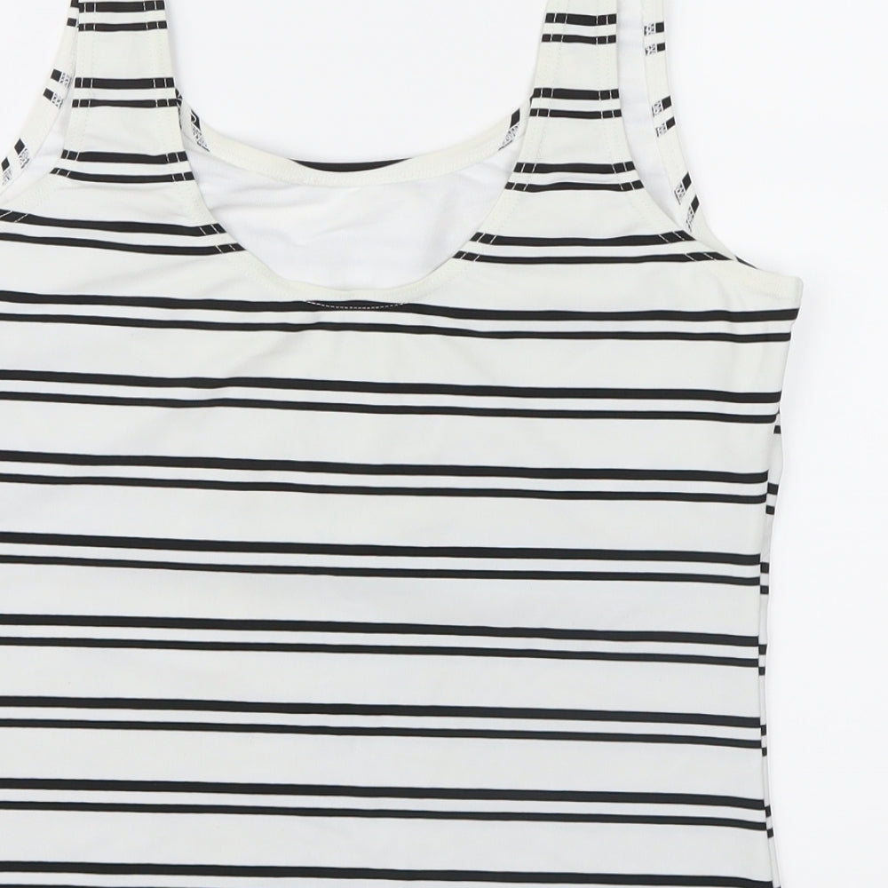 E-vie Womens White Striped  Basic Tank Size 16